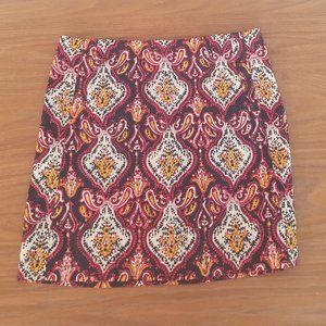 J.Crew Paisley Stretch Mini Skirt Size 4